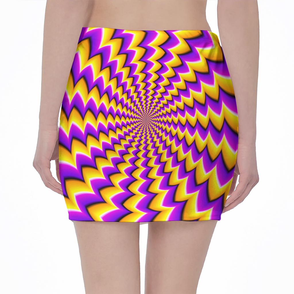 Yellow Dizzy Moving Optical Illusion Pencil Mini Skirt