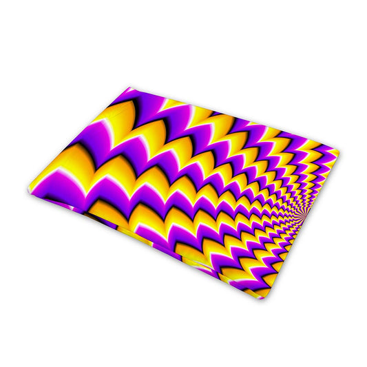 Yellow Dizzy Moving Optical Illusion Pet Cooling Mat Cover