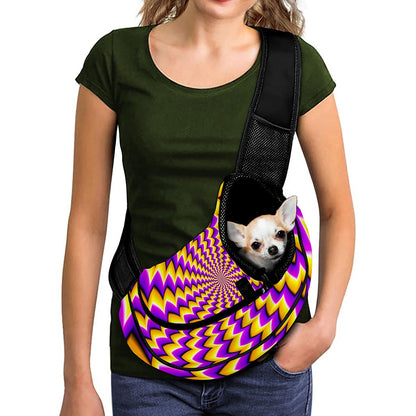 Yellow Dizzy Moving Optical Illusion Pet Sling Carrier