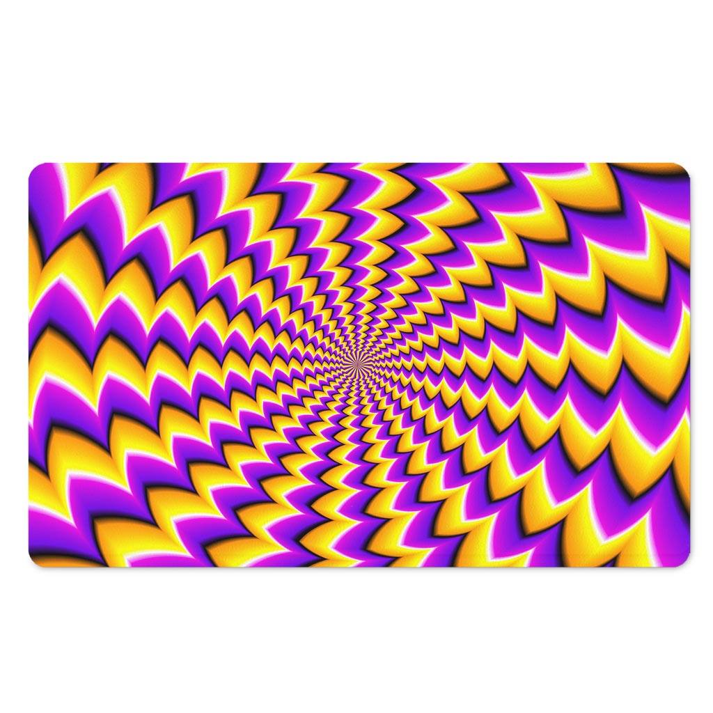 Yellow Dizzy Moving Optical Illusion Polyester Doormat