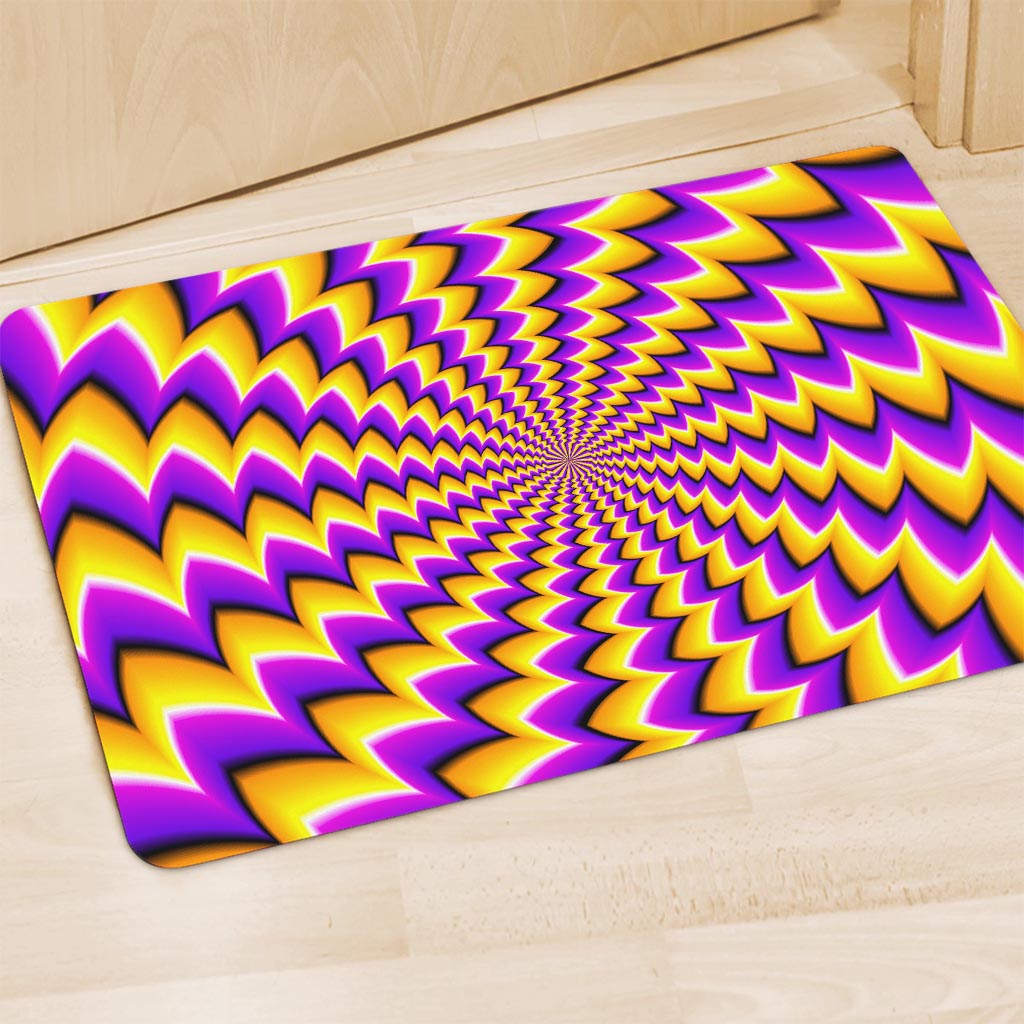 Yellow Dizzy Moving Optical Illusion Polyester Doormat
