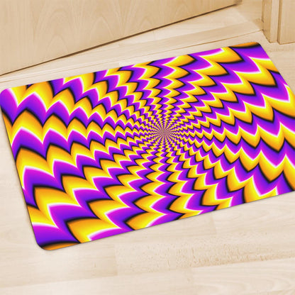Yellow Dizzy Moving Optical Illusion Polyester Doormat