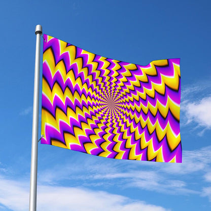 Yellow Dizzy Moving Optical Illusion Polyester Flag