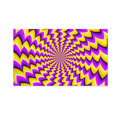 Yellow Dizzy Moving Optical Illusion Polyester Flag