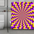 Yellow Dizzy Moving Optical Illusion Polyester Shower Curtain
