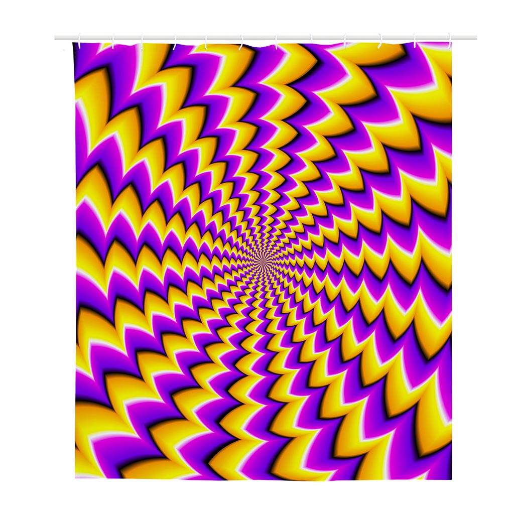 Yellow Dizzy Moving Optical Illusion Polyester Shower Curtain