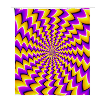Yellow Dizzy Moving Optical Illusion Polyester Shower Curtain