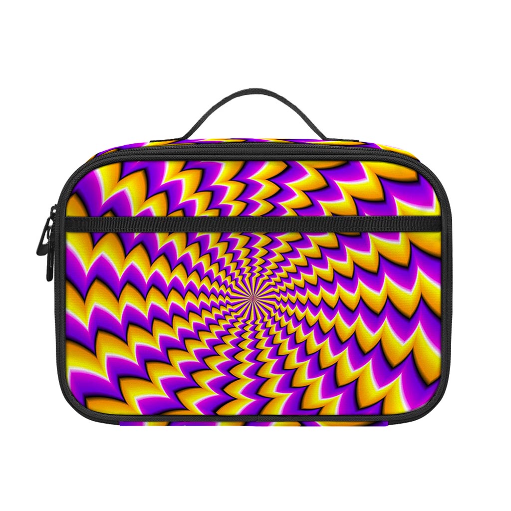 Yellow Dizzy Moving Optical Illusion Portable Lunch Bag