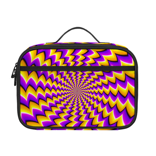 Yellow Dizzy Moving Optical Illusion Portable Lunch Bag