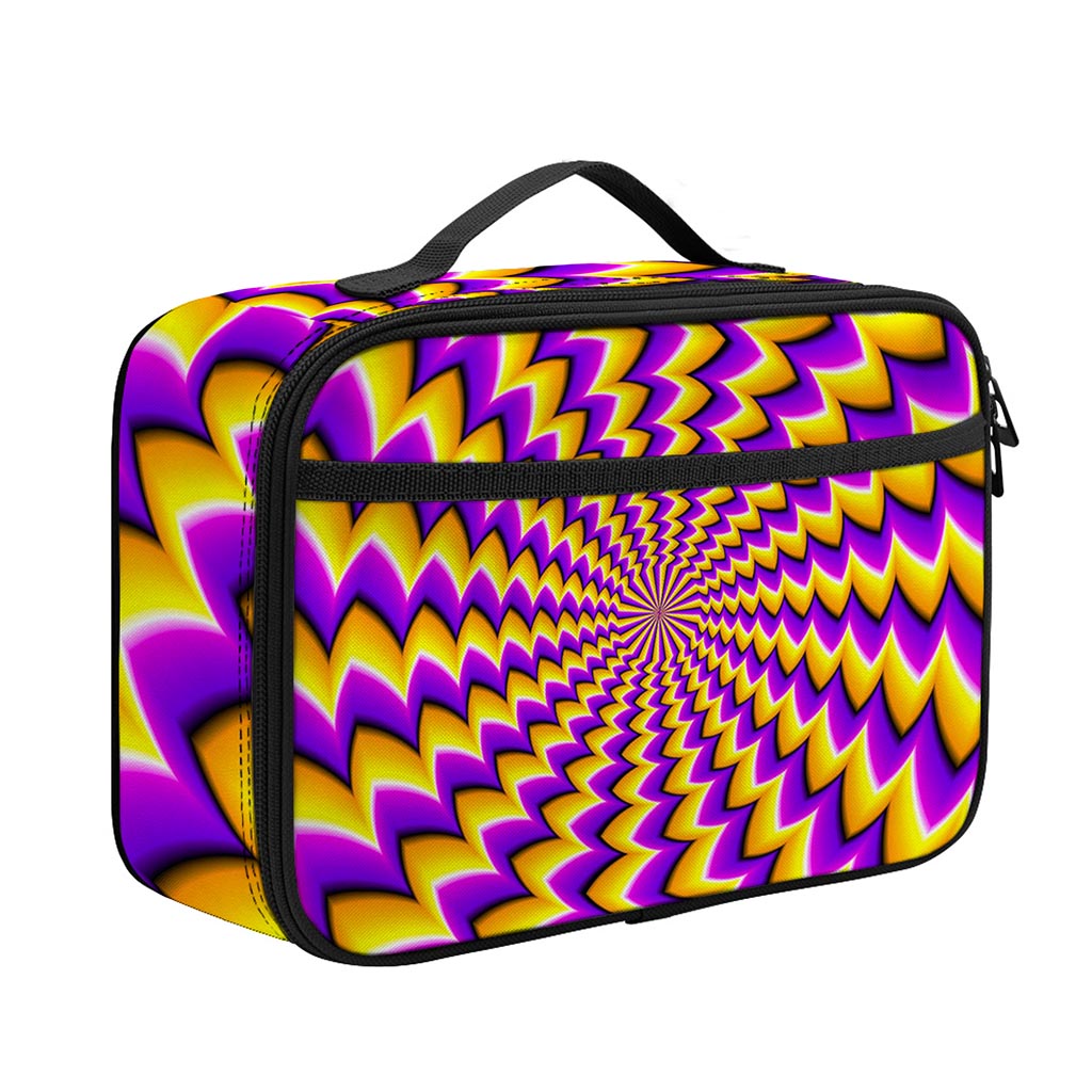 Yellow Dizzy Moving Optical Illusion Portable Lunch Bag