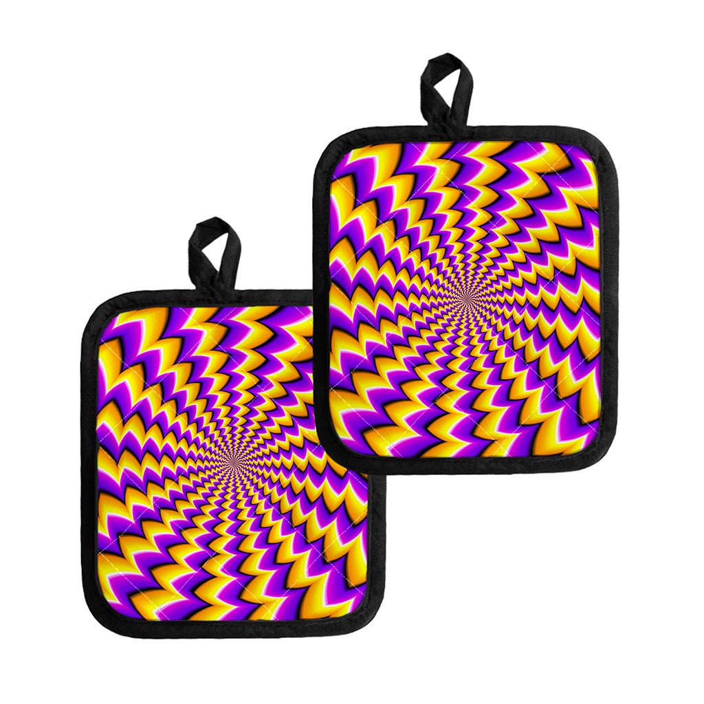Yellow Dizzy Moving Optical Illusion Pot Holders