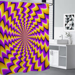 Yellow Dizzy Moving Optical Illusion Premium Shower Curtain