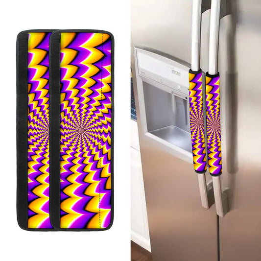 Yellow Dizzy Moving Optical Illusion Refrigerator Handle Covers