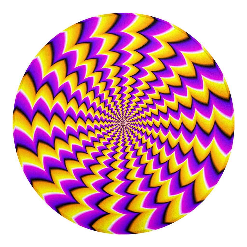 Yellow Dizzy Moving Optical Illusion Round Blanket