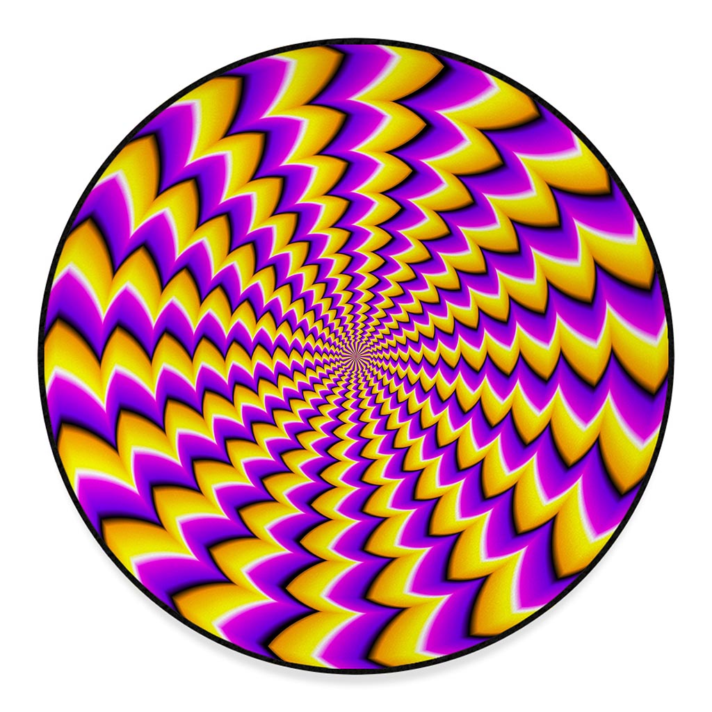 Yellow Dizzy Moving Optical Illusion Round Floor Mat