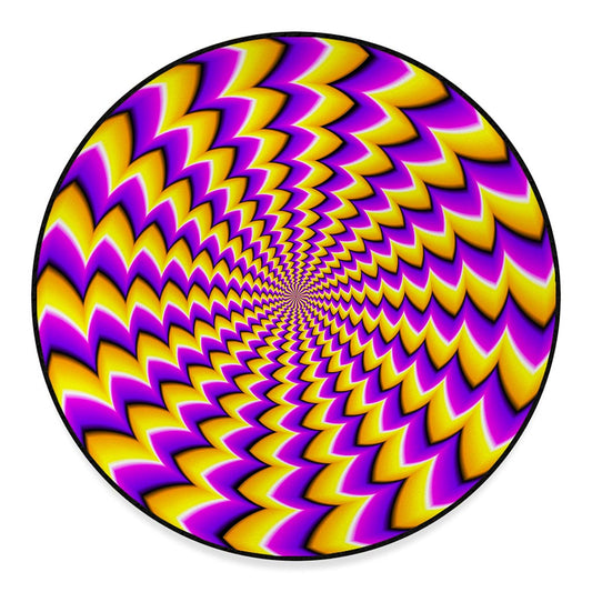 Yellow Dizzy Moving Optical Illusion Round Floor Mat
