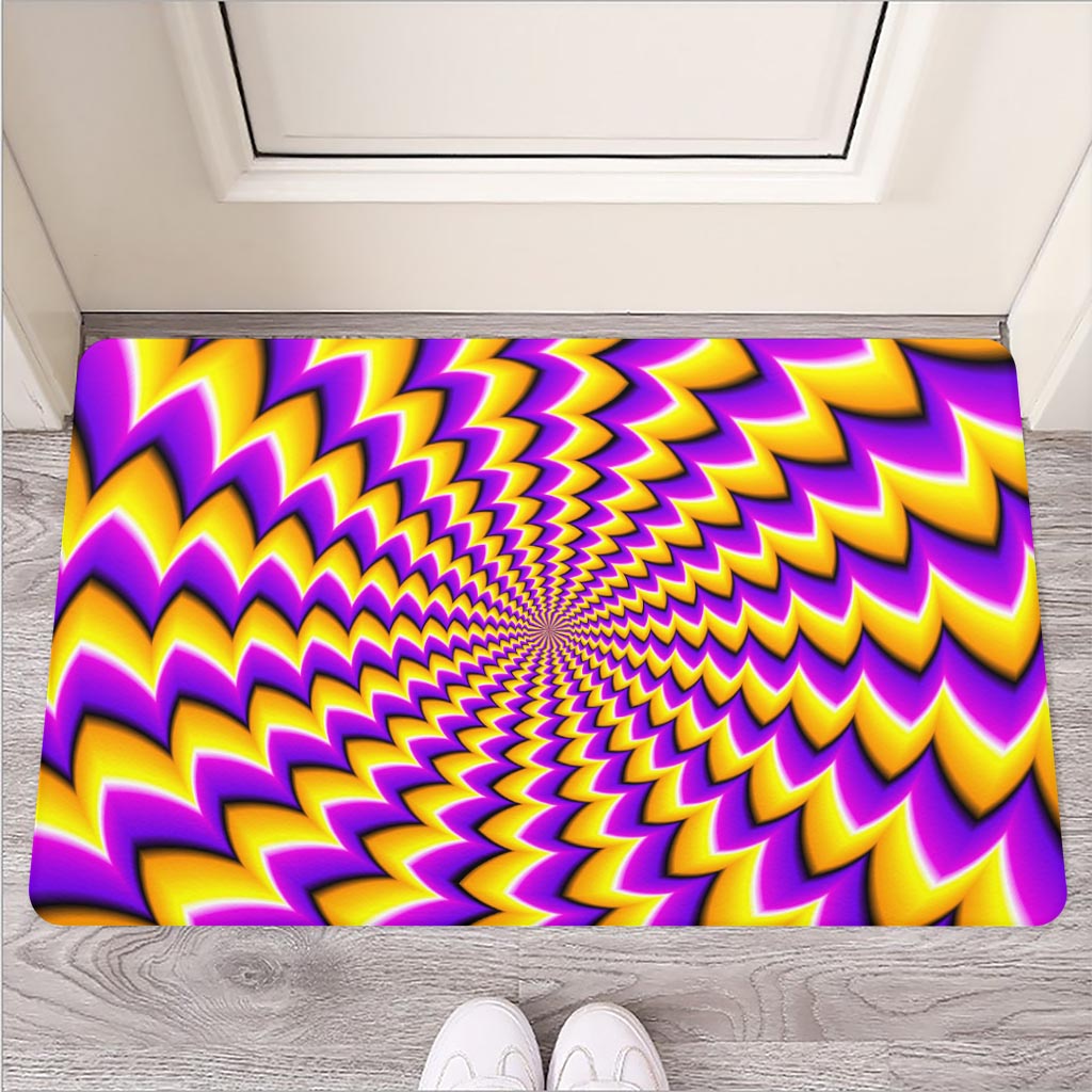Yellow Dizzy Moving Optical Illusion Rubber Doormat