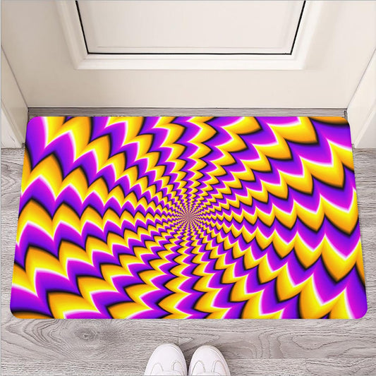 Yellow Dizzy Moving Optical Illusion Rubber Doormat