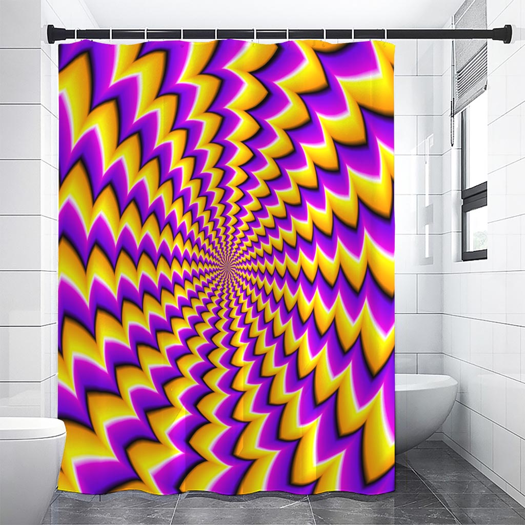 Yellow Dizzy Moving Optical Illusion Shower Curtain