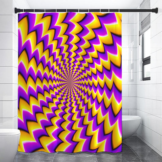 Yellow Dizzy Moving Optical Illusion Shower Curtain