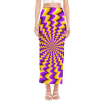 Yellow Dizzy Moving Optical Illusion Side Slit Maxi Skirt