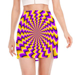 Yellow Dizzy Moving Optical Illusion Side Slit Mini Skirt
