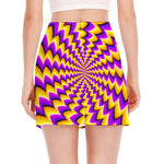 Yellow Dizzy Moving Optical Illusion Side Slit Mini Skirt