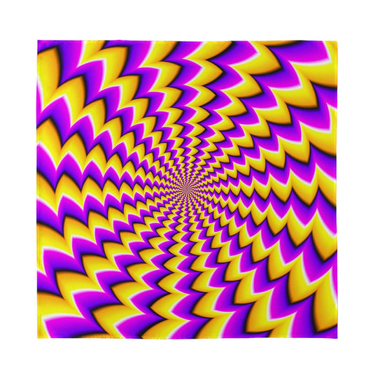Yellow Dizzy Moving Optical Illusion Silk Bandana
