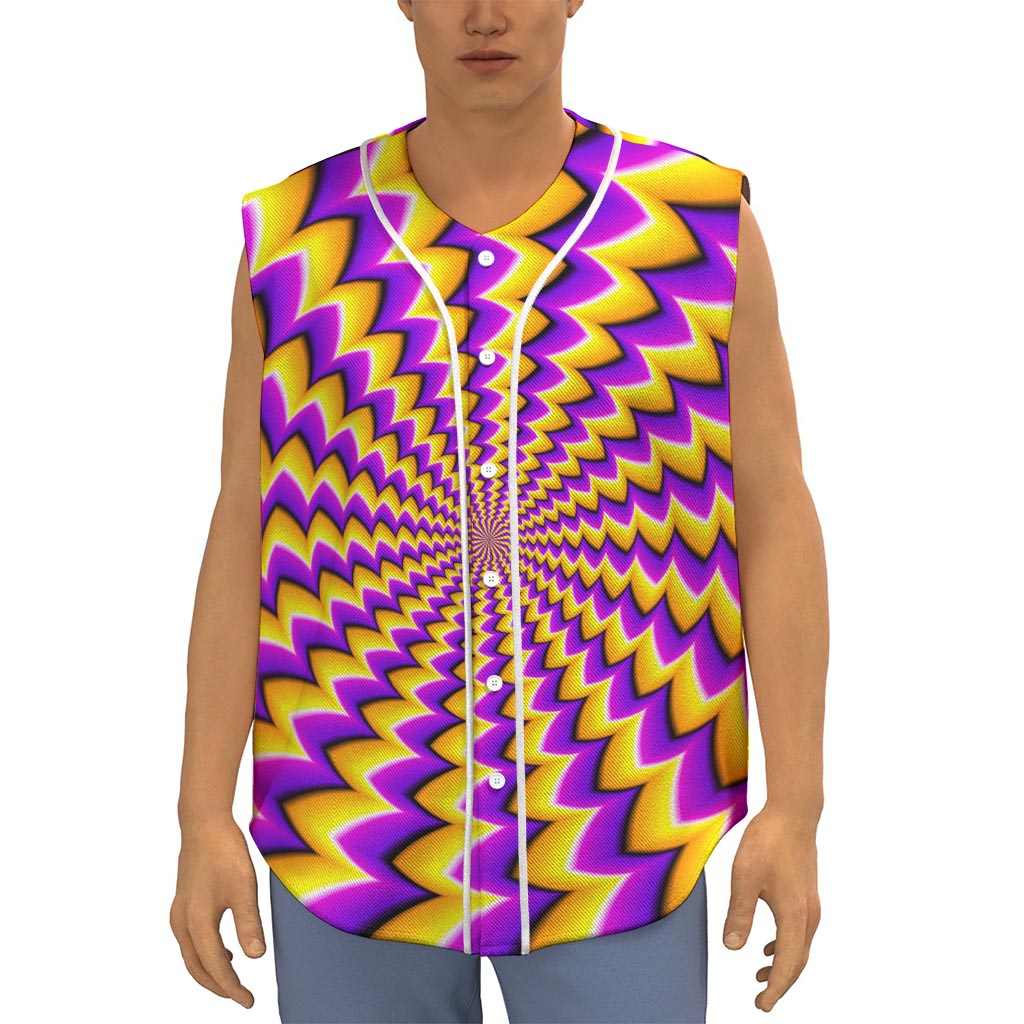 Yellow Dizzy Moving Optical Illusion Sleeveless Baseball Jersey