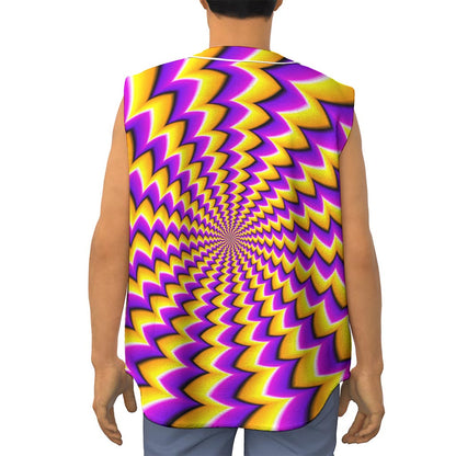 Yellow Dizzy Moving Optical Illusion Sleeveless Baseball Jersey