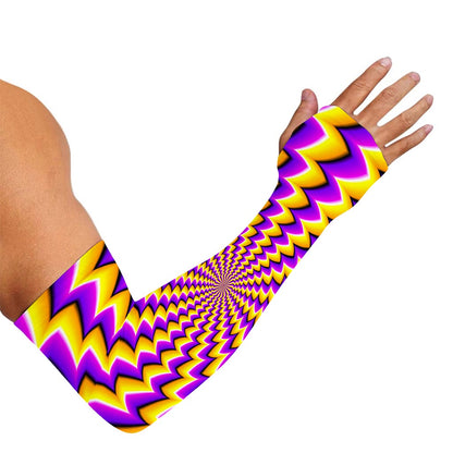 Yellow Dizzy Moving Optical Illusion Sun Protection Arm Sleeves