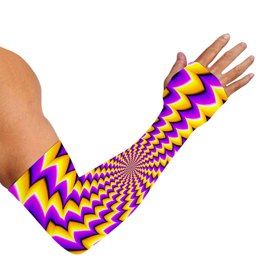 Yellow Dizzy Moving Optical Illusion Sun Protection Arm Sleeves