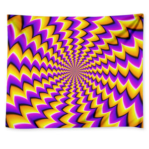 Yellow Dizzy Moving Optical Illusion Tapestry