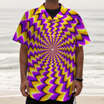 Yellow Dizzy Moving Optical Illusion Textured Short Sleeve Shirt