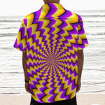 Yellow Dizzy Moving Optical Illusion Textured Short Sleeve Shirt