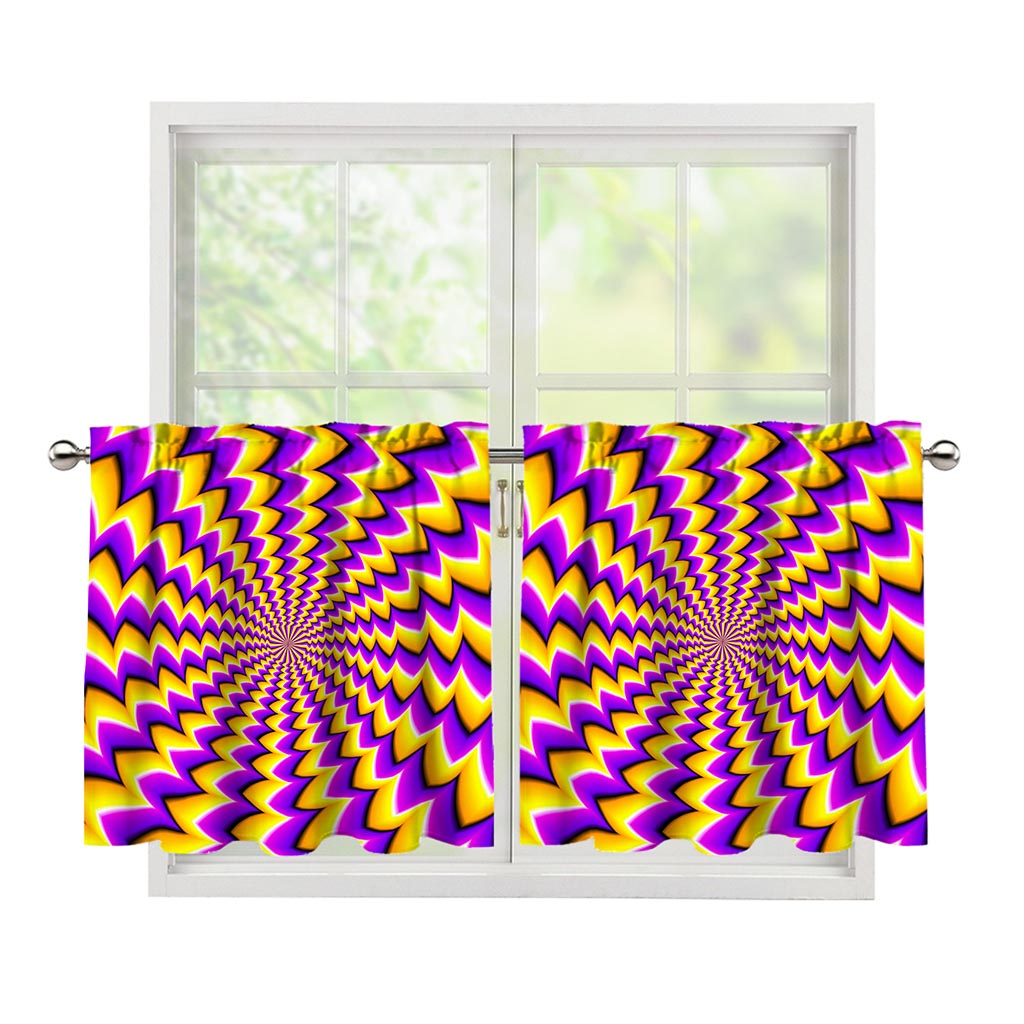 Yellow Dizzy Moving Optical Illusion Tier Curtains