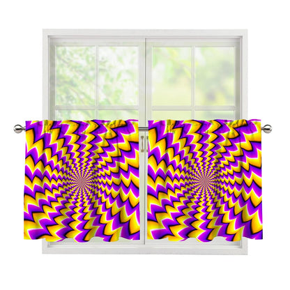 Yellow Dizzy Moving Optical Illusion Tier Curtains