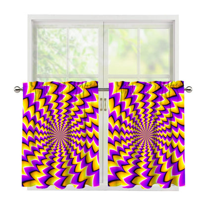 Yellow Dizzy Moving Optical Illusion Tier Curtains