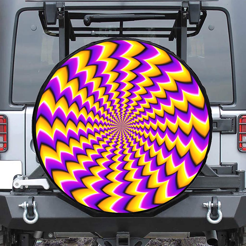 Yellow Dizzy Moving Optical Illusion Tire Cover