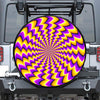 Yellow Dizzy Moving Optical Illusion Tire Cover