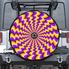 Yellow Dizzy Moving Optical Illusion Tire Cover With Camera Hole