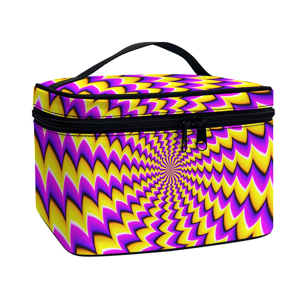 Yellow Dizzy Moving Optical Illusion Travel Makeup Bag