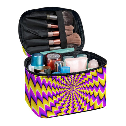 Yellow Dizzy Moving Optical Illusion Travel Makeup Bag
