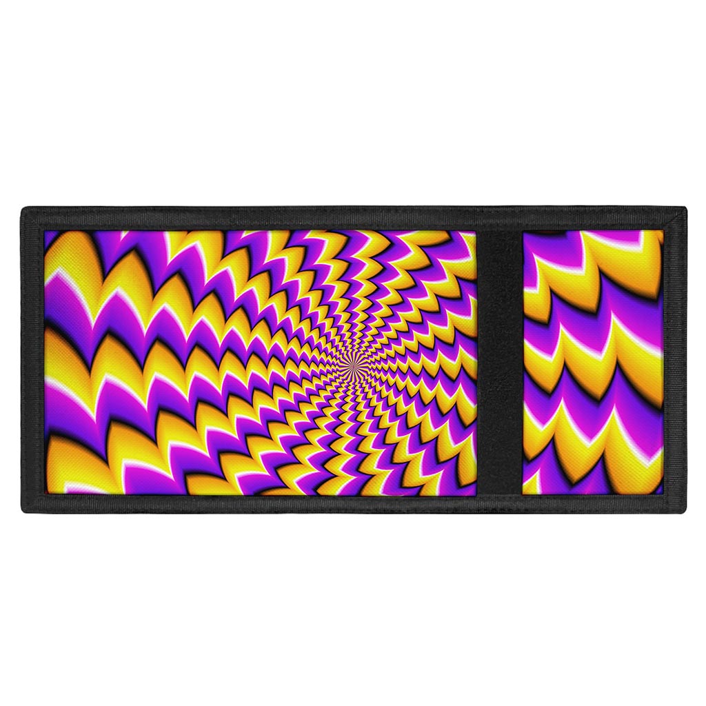 Yellow Dizzy Moving Optical Illusion Trifold Wallet