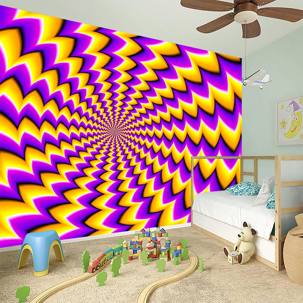 Yellow Dizzy Moving Optical Illusion Wall Sticker