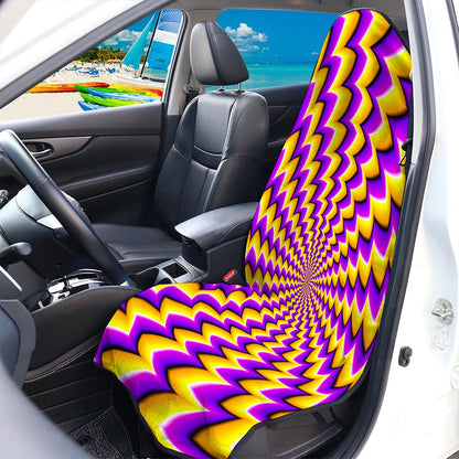 Yellow Dizzy Moving Optical Illusion Waterproof Car Seat Cover