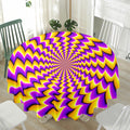 Yellow Dizzy Moving Optical Illusion Waterproof Round Tablecloth
