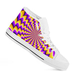 Yellow Dizzy Moving Optical Illusion White High Top Sneakers