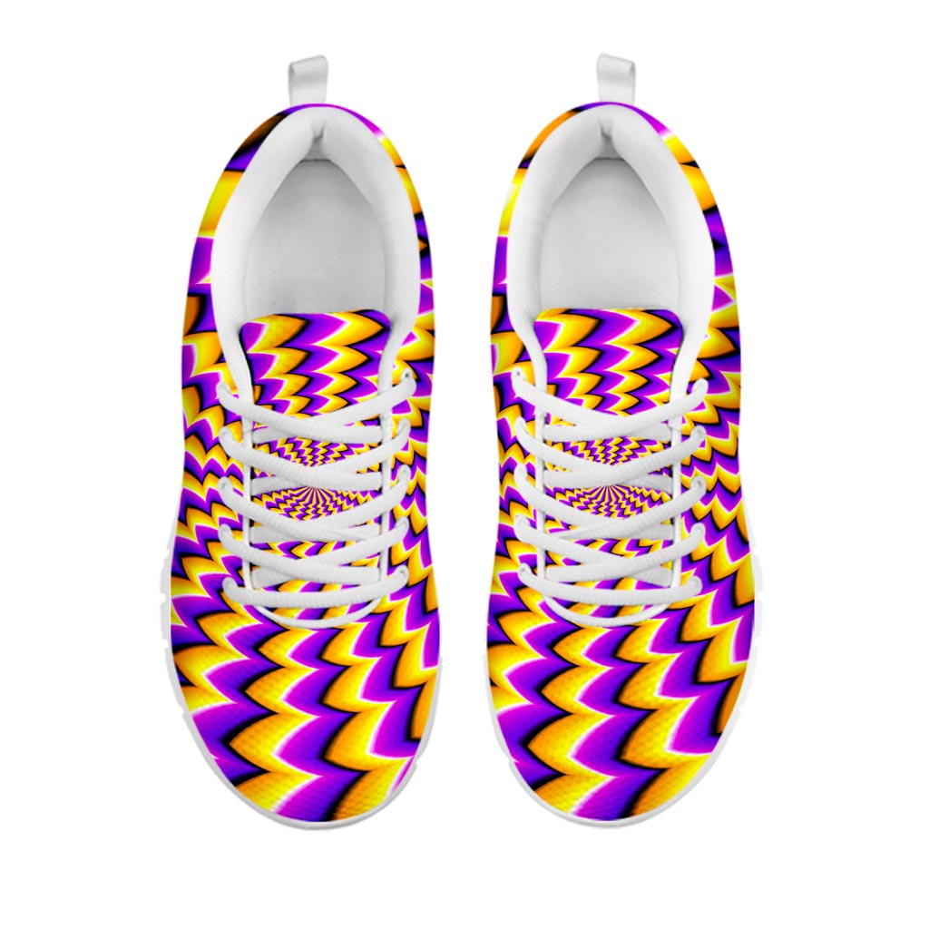 Yellow Dizzy Moving Optical Illusion White Running Shoes