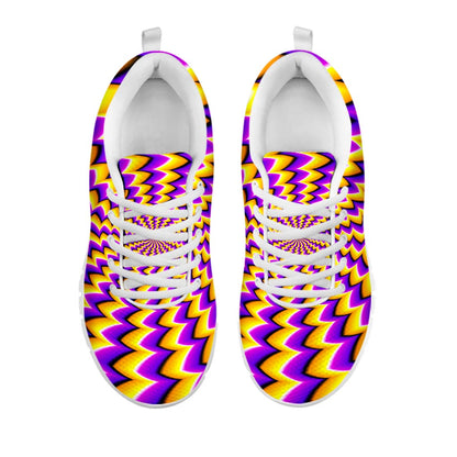 Yellow Dizzy Moving Optical Illusion White Running Shoes
